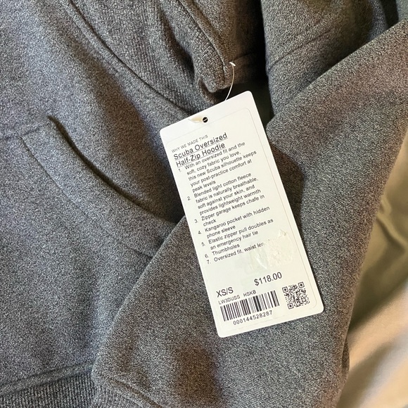 NWT Lululemon Scuba Oversized 1/2 Zip Hoodie, XS/S, Heathered Speckled Black - Picture 3 of 5